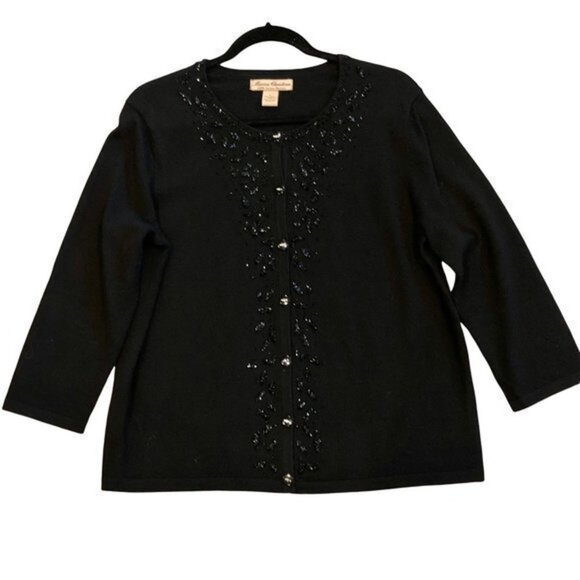 Marisa Kristina women black merino wool cardigan size L - Picture 5 of 11